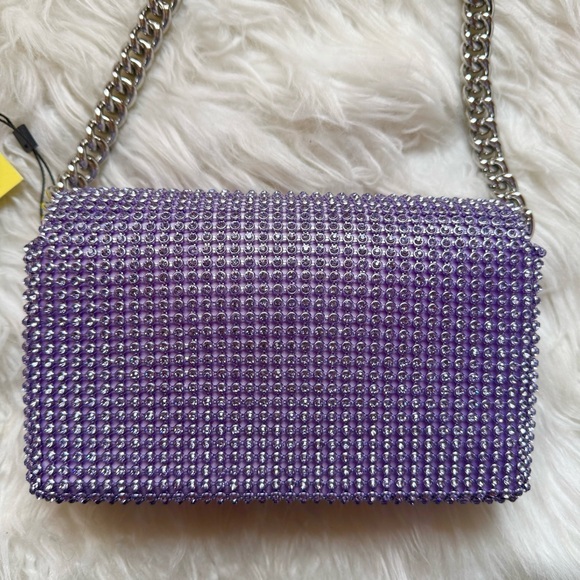 New! MARC JACOBS The Rhinestone J Marc Logo Crystal Shoulder Bag in Wisteria - Picture 9 of 13